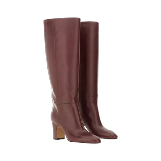70Mm Leather Block-Heel Boots
