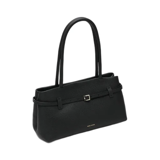 Buckle-Strap Tubular-Handles Tote Bag
