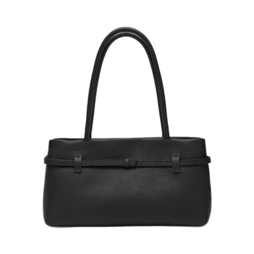Buckle-Strap Tubular-Handles Tote Bag