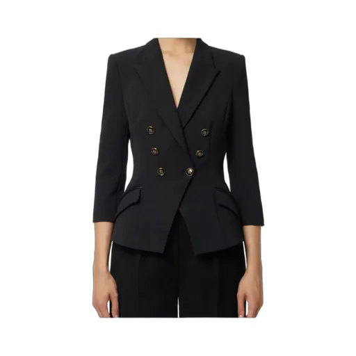 Double-Breasted Gold-Button Jacket