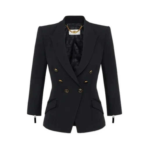 Double-Breasted Gold-Button Jacket