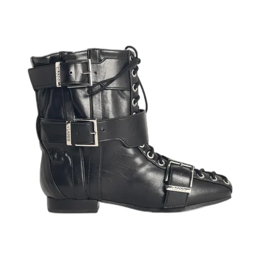 Ganni Buckled Lace-Up Boots