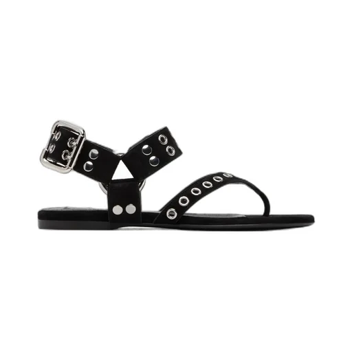 Suede Calfskin Herringbone Flat Sandals