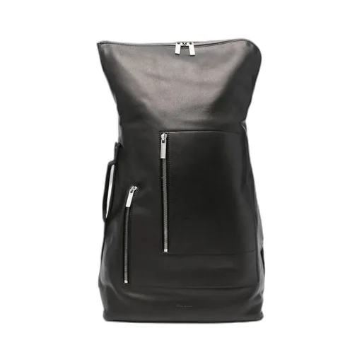 Cargo Zip-Fastening Leather Backpack