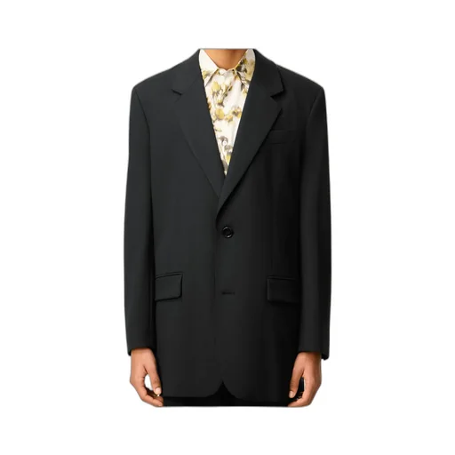 Black Wool Loose Double Breasted Jacket