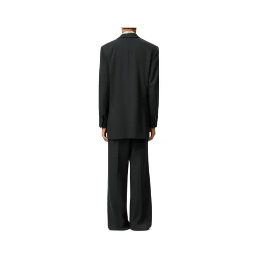 Black Wool Loose Double Breasted Jacket