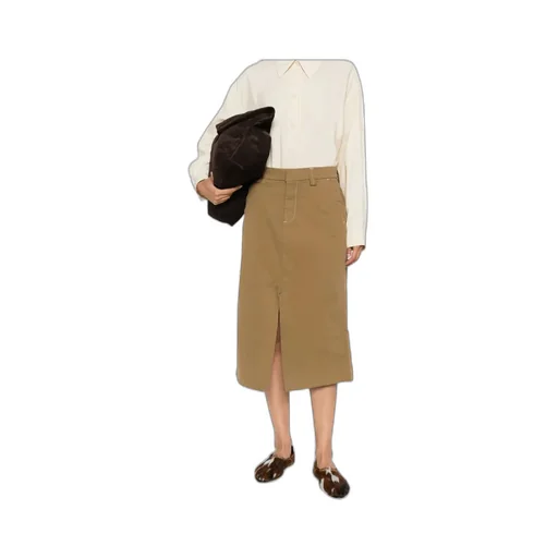 Contrast-Stitching Midi Skirt