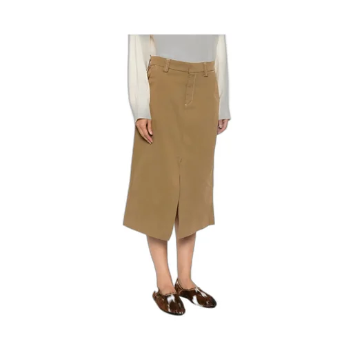Contrast-Stitching Midi Skirt