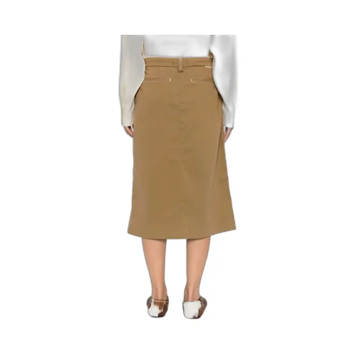Contrast-Stitching Midi Skirt