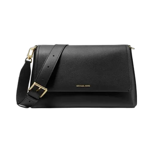 Flap-Detail Leather Shoulder Bag