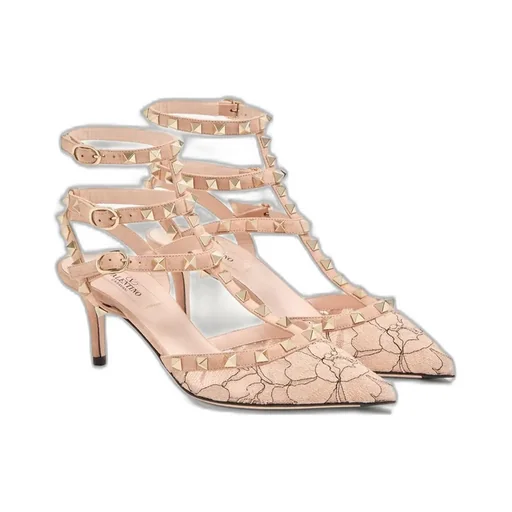 Valentino Garavani Rockstud Pointed Toe Lace Pumps