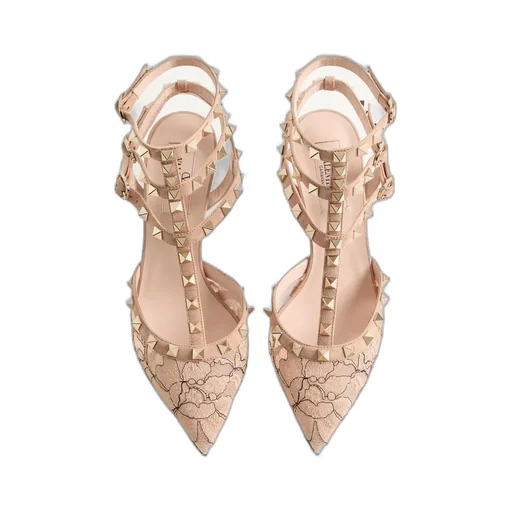 Valentino Garavani Rockstud Pointed Toe Lace Pumps