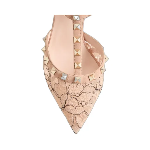Valentino Garavani Rockstud Pointed Toe Lace Pumps
