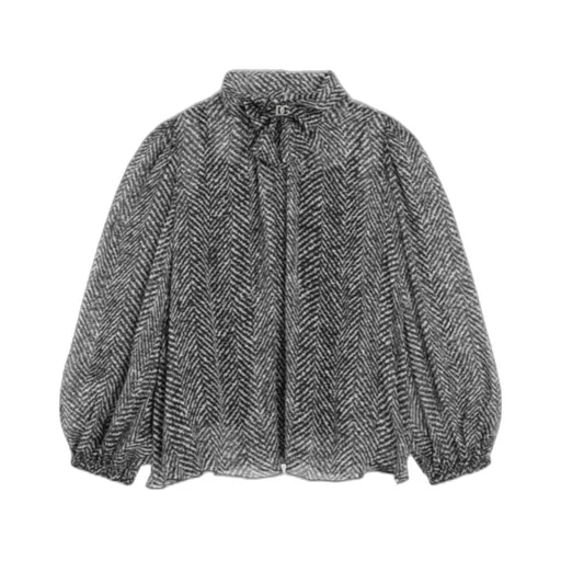 Dolce & Gabbana Kids Herringbone Pattern High-Neck Blouse