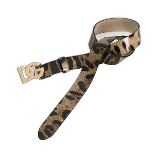 Leopard-Print Dg Logo-Buckle Belt