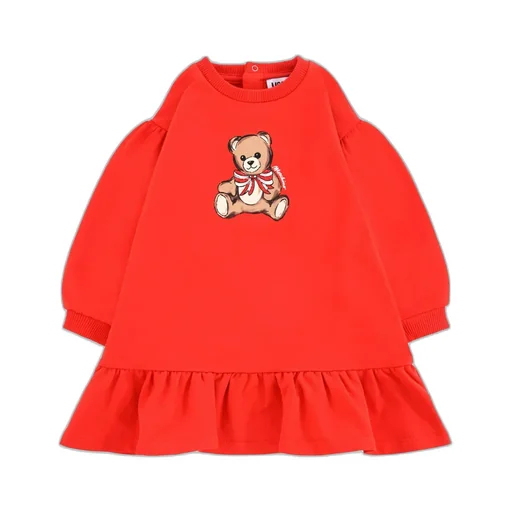 Moschino Kids Teddy Bear Printed Crewneck Dress