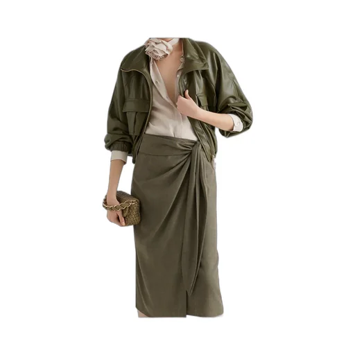Coated Jersey Blouson Jacket - Olive