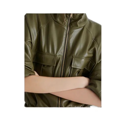 Coated Jersey Blouson Jacket - Olive