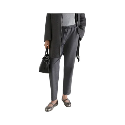 Slim-Fit Wool-Blend Trousers - Melange Grey