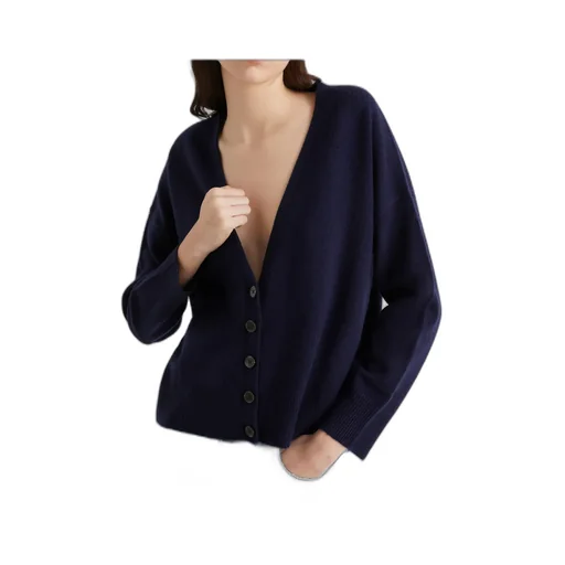 Cashmere-Blend Cardigan - Navy