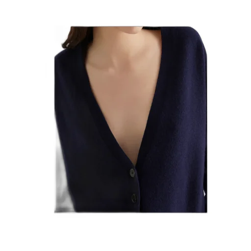 Cashmere-Blend Cardigan - Navy