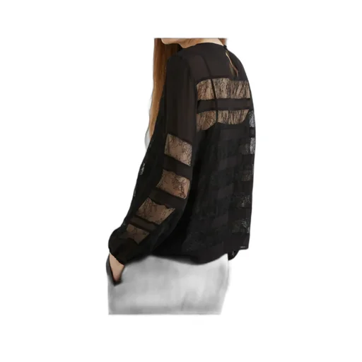 Georgette Blouse With Lace Detail - Black