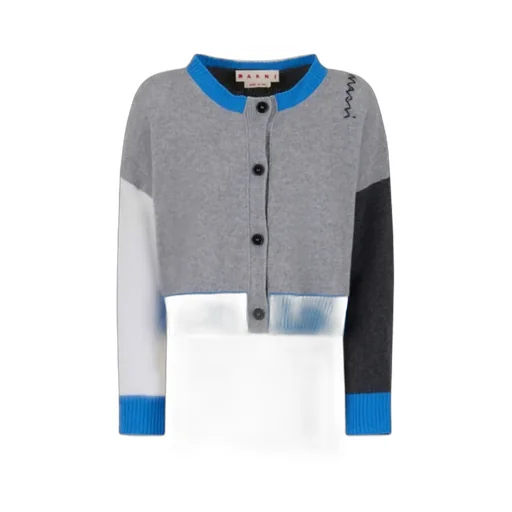 Marni Logo Embroidered Color Blocked Cardigan