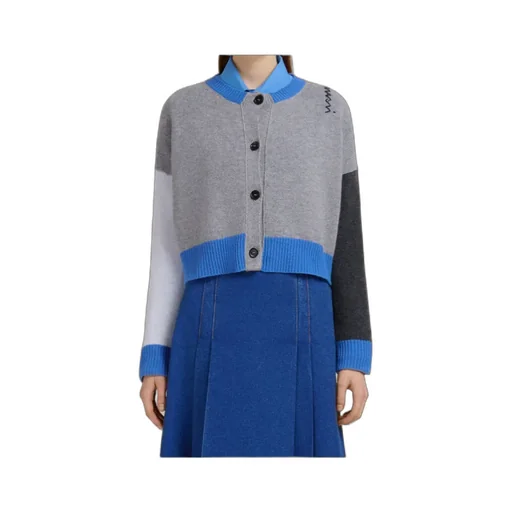 Marni Logo Embroidered Color Blocked Cardigan