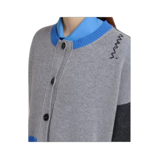 Marni Logo Embroidered Color Blocked Cardigan