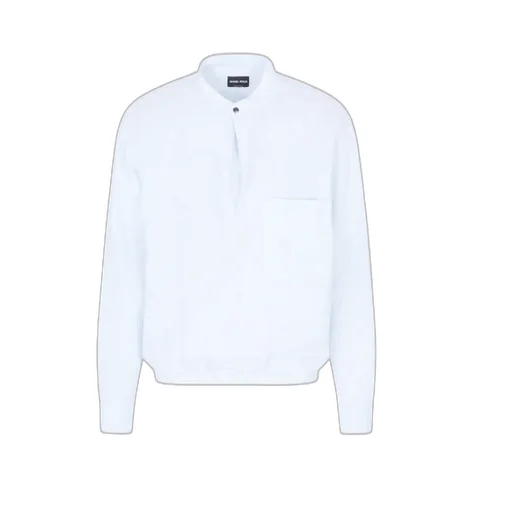 Band-Collar Linen Shirt
