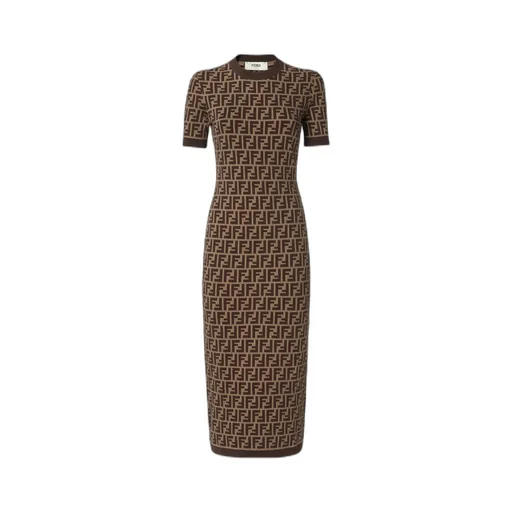 Fendi Ff Jacquard Fitted Midi Dress
