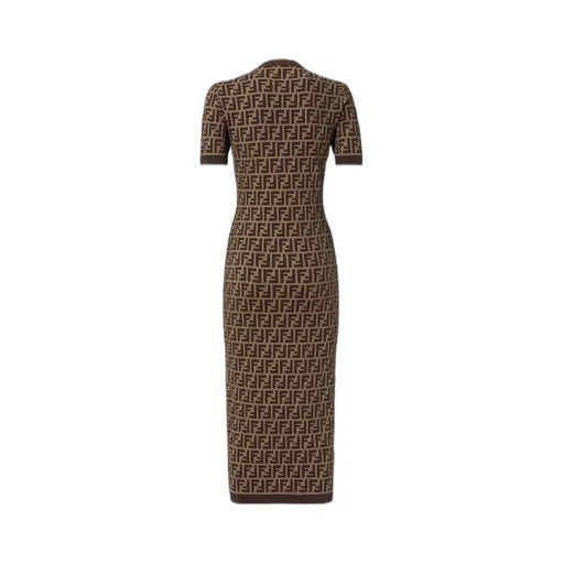 Fendi Ff Jacquard Fitted Midi Dress