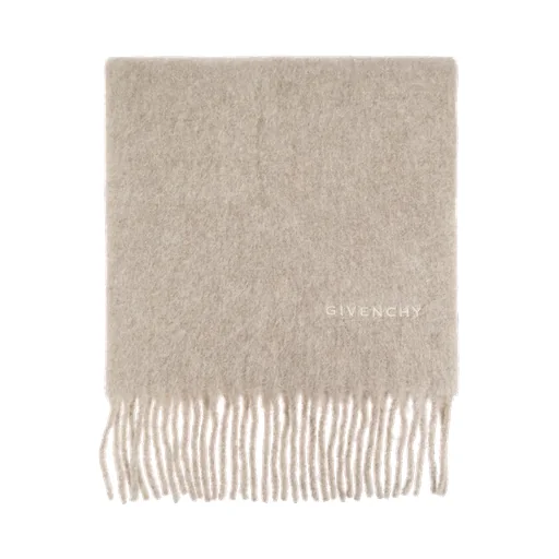 Givenchy Logo Embroidered Fringed Scarf