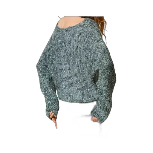 Speckled Boat-Neck Sweater