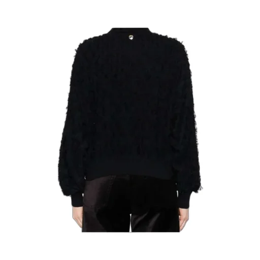 Roll-Neck Frayed-Edge Sweater