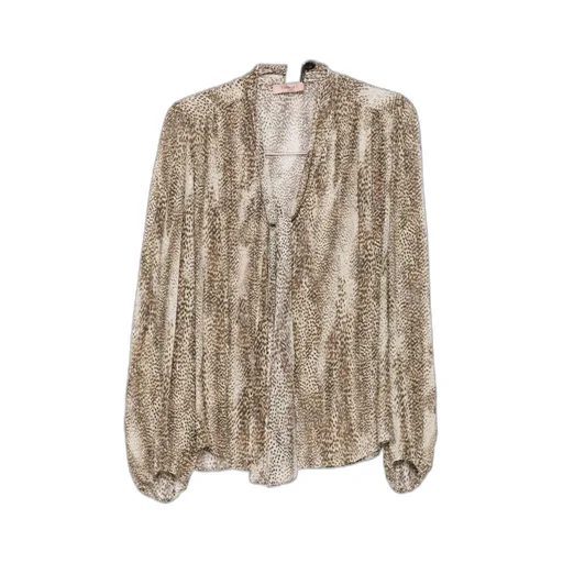 Animal-Print Tie-Neck Blouse