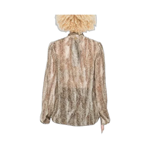 Animal-Print Tie-Neck Blouse