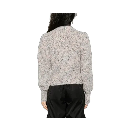 Puff-Sleeve Speckled Cardigan