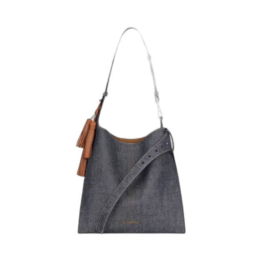 Medium Belted Hobo Bag In Denim