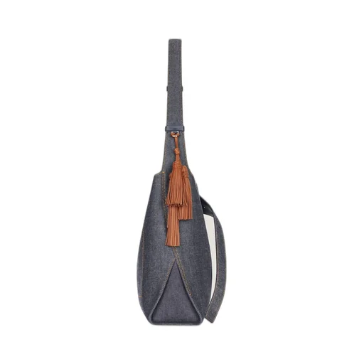 Medium Belted Hobo Bag In Denim