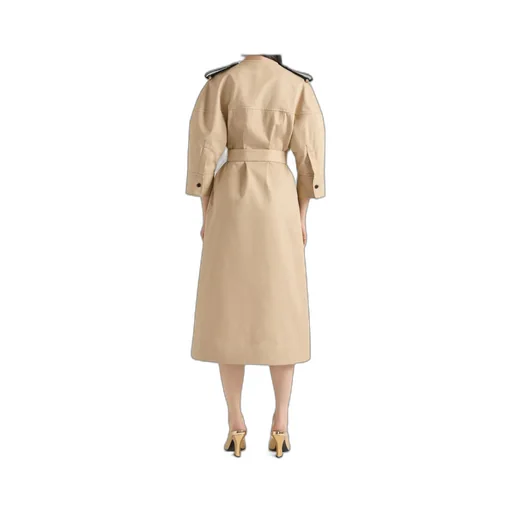 Dress In Coton With Leather Details