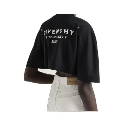 Cropped Fit T-Shirt In Cotton With Givenchy Stamp Print