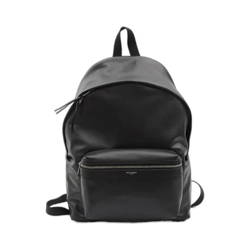 Embossed-Logo Leather Backpack