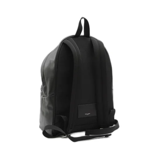Embossed-Logo Leather Backpack