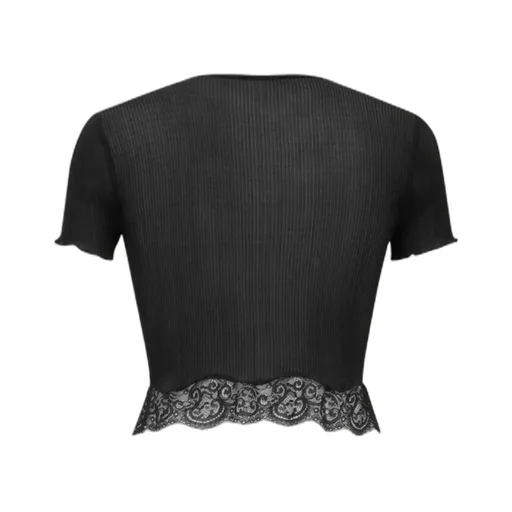 Saint Laurent Lace Detailed Crewneck T-Shirt
