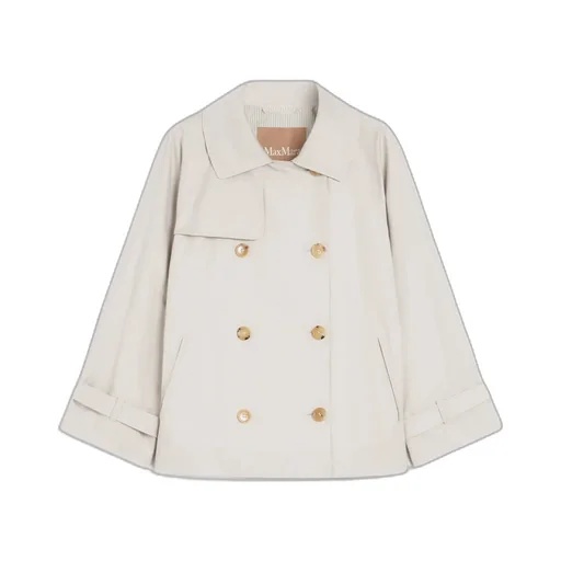 Short Water-Repellent Cotton Twill Trench Coat