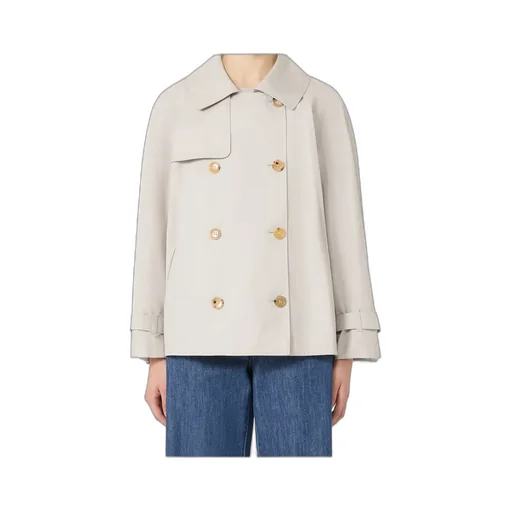 Short Water-Repellent Cotton Twill Trench Coat