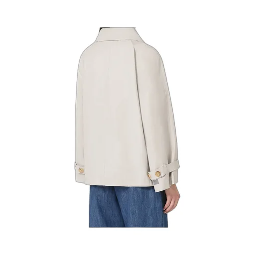 Short Water-Repellent Cotton Twill Trench Coat