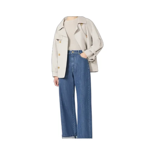Short Water-Repellent Cotton Twill Trench Coat