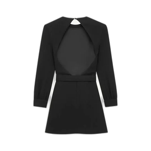 Backless Mini Dress In Sable Saint Laurent